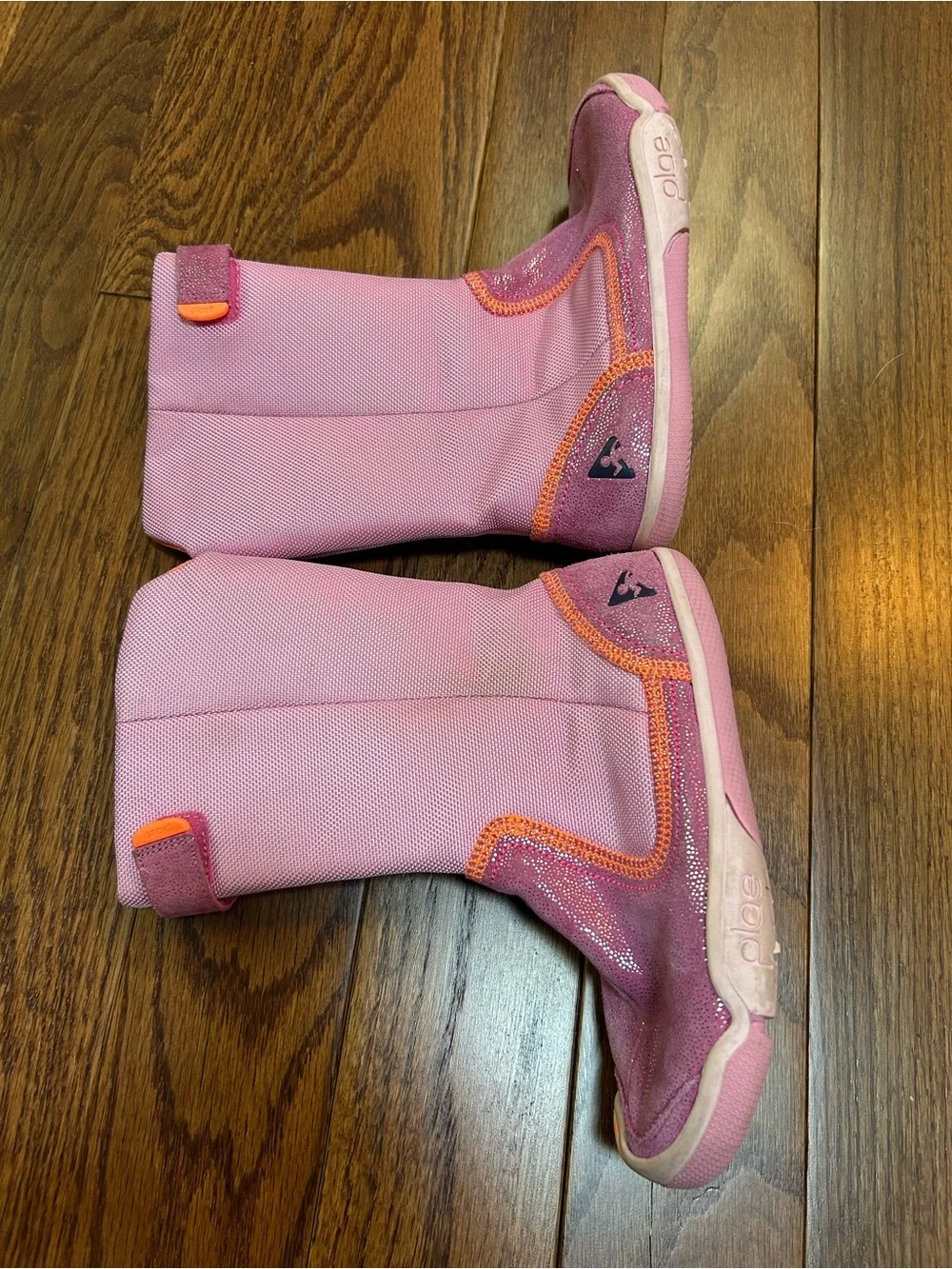 PLAE Camille Pink and Orange Glitter Boots Size 1